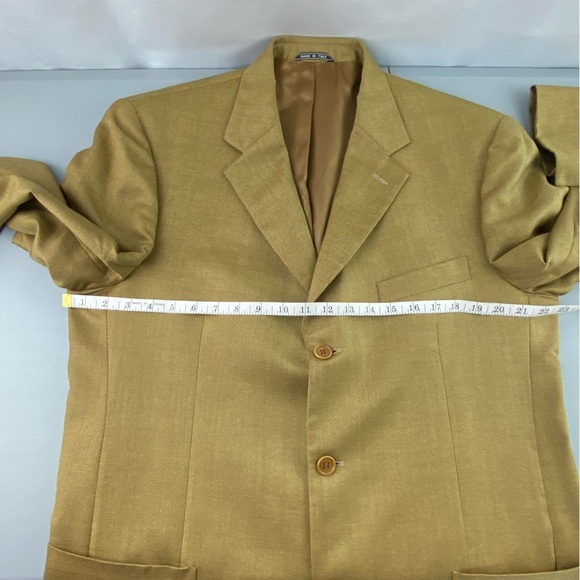 Vtg Stewart Hall Golden Wheat 3 button Men's Italian Made Suit Jacket size 42L - Picture 6 of 11